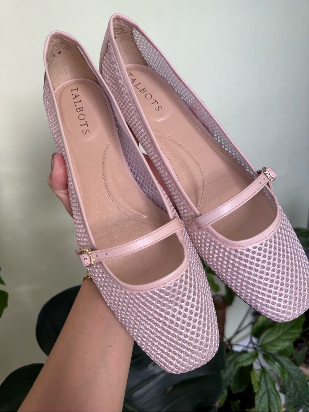 Talbots Pale Pink Mary Jane Ballet Flats with Mesh Upper - Picture 3 of 7